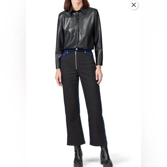 Veda New Eclipse High Rise Colorblock Wide Leg Two Tone Jeans Black Blue Size 10 - Picture 1 of 9